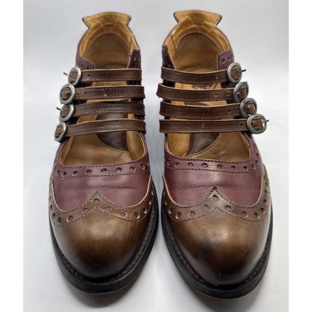Vintage-John Fluevog  Adrian Alli 4-Buckle Mary Jane  Brogue Wingtip Shoes US 10